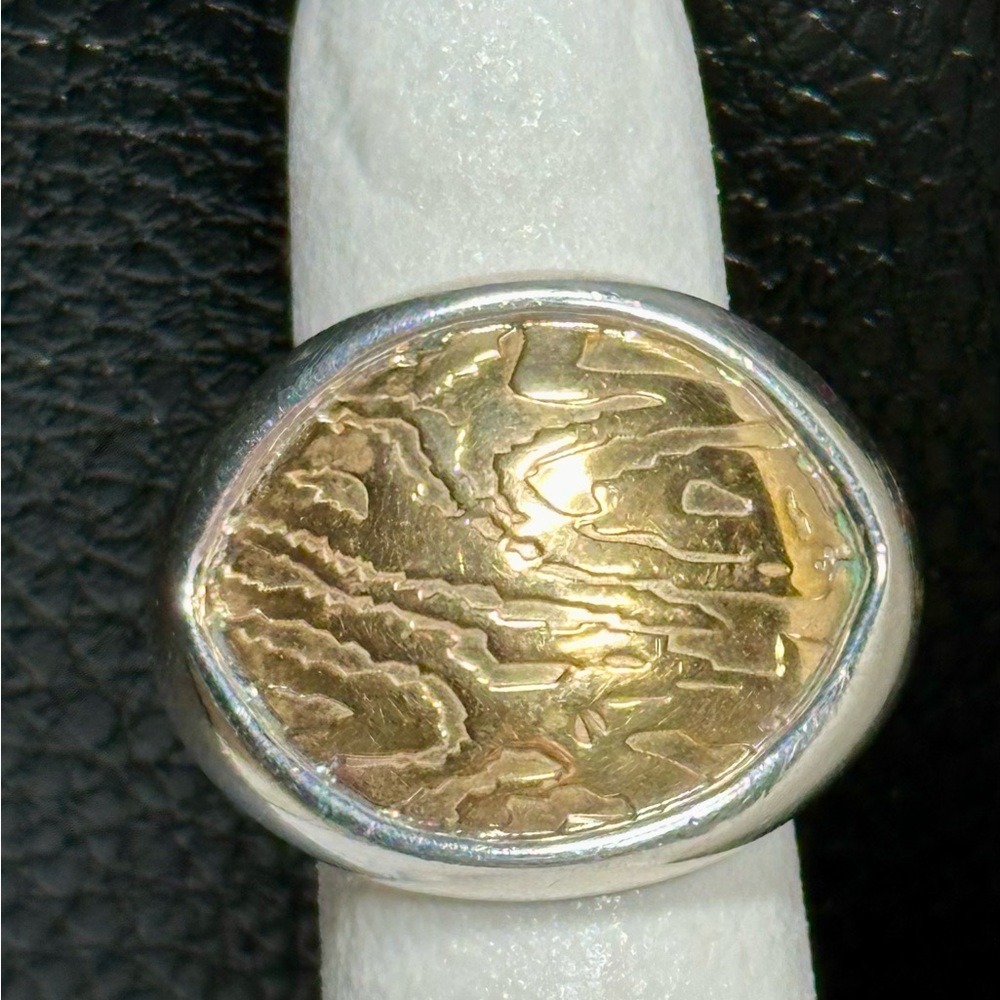 Silpada “Timber” 925 Silver Ring w/Textured Bronze Center Size 6 Lot#895